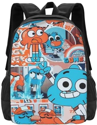 Wcguokj Cartoon Darwin Rucksack The Amazing Anime World Of Gumball Thema, Rucksack, lässig, leicht, für Fans