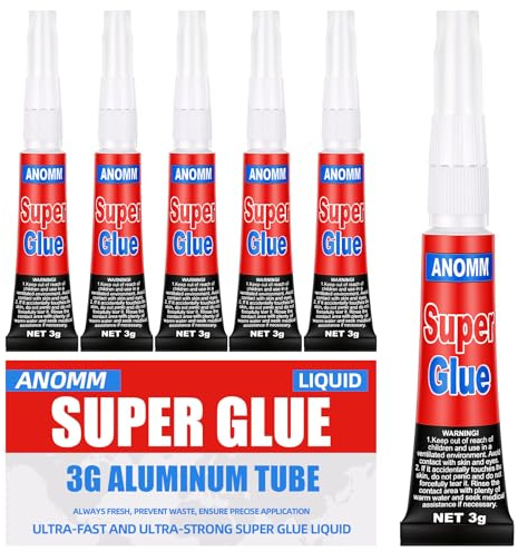 ANOMM 6x3g Super Glue, Superpegamento Líquido Universal, Evita Obstrucción | Transparente y Sin Costuras Pegamento Fuerte, para Plástico, Madera, Metal, Vidrio, Cuero y Bricolaje