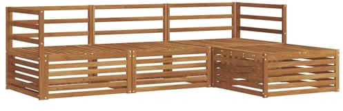 vidaXL Outdoor-Sofagarnitur 4 pcs Natur Massivholz Akazie, Gartenlounge-Set, modernes Ecksofa für draußen, langlebige Möbel für Bequeme Terrassenplätze
