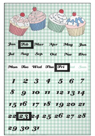 Premier Housewares Cupcake Magnetic Calendar - Green