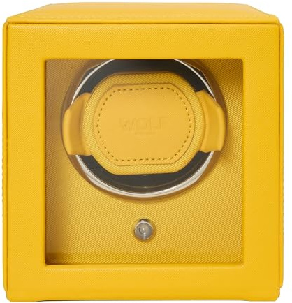 WOLF 461192 Cub Single Watch Winder with Cover, Yellow