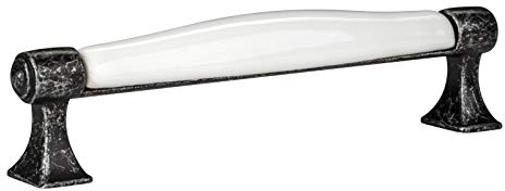 SO-TECH® Stilgriff MARIE Porzellan Weiß Schubladengriff Altsilberoptik BA 128 mm