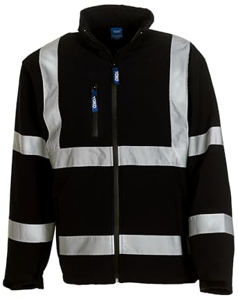 Yoko Damen Herren Sicherheitskleidung Hi Vis 2 Bands & Braces Softshell Jacket Schwarz Black L