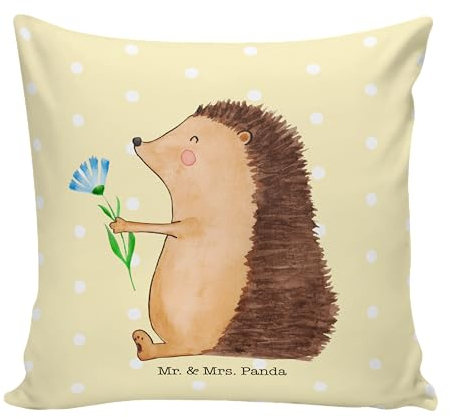 Mr. & Mrs. Panda Sitzkissen Igel Blumen - Geschenk, lustige Sprüche, krank, Krankenhaus, Gute Laune, Tiermotive, Sofakissen, Motivkissen, Sofakissen