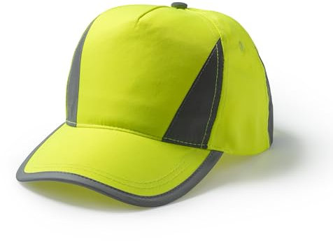 HuntaDeal High Visibility Baseball Cap Reflective Tape Hi Viz VIS Workwear Peaked Visor Reflective One Size, Yellow