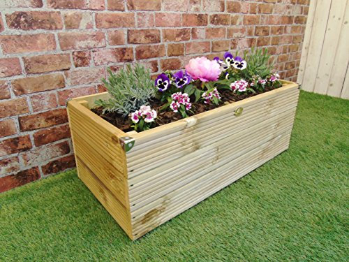 Wood-Shed Ltd Extra Large (3 Layer) Wooden Garden Decking Trough Planter Pot Handmade - Corner Covers (100 cm, Natural)