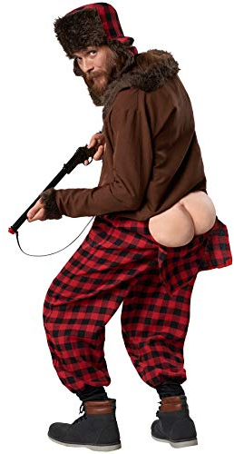 dressforfun 900425 - Herrenkostüm Hinterwäldler mit Überraschung, Stoffeinsatz mit falschen Pobacken (M | Nr. 302086)
