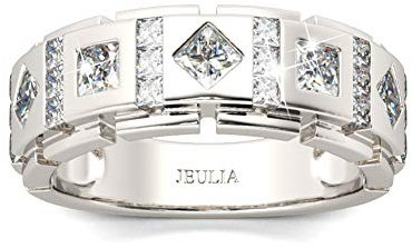 Jeulia Herren Ringe Sterling Silber Prinzess-Schliff Ringe Schmuck für Verlobungsring Trauring Ehering HochzeitsBand (58 (18.5))