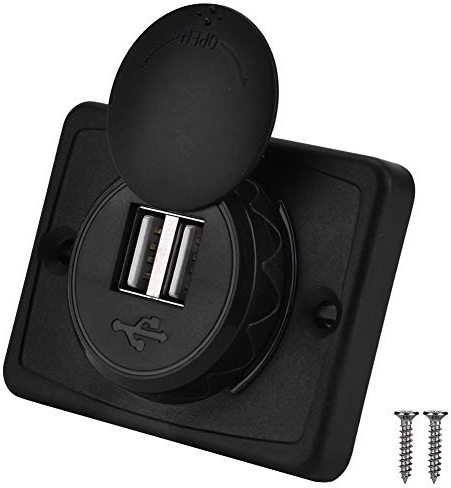 Nikou KFZ-Ladegerät, Dual USB Auto Steckdose 12V, 3.1A Auto USB Port Ladegerät Steckdose mit Wasserdicht LED, USB Power Adapte für Marine, Wohnmobil, LKW (Schwarz)