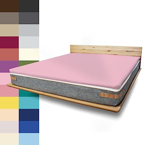 JONA SLEEP Topper Spannbettlaken (120x200 cm) Baumwolle Rosa, 220 g/m² - Bezug für Topper & Boxspringbett, Öko Tex zertifziert, Made in Austria