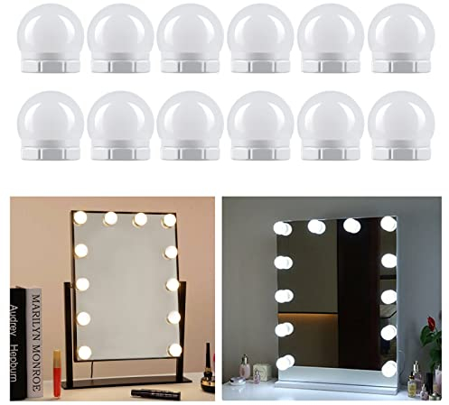 Akynite LED Spiegellicht Hollywood 12 Birnen, 3 Farbwechsel und 10 Helligkeit, Spiegellampe USB mit Kabel Einstellbar, Schminktisch Beleuchtung Dimmbar, Make Up Licht Kleben für Schlafzimmer