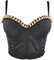 Woboren Damen Push Up Bustier Crop Top Gothic Punk Kette Korsett Clubwear BH with Detachable Strap Black L