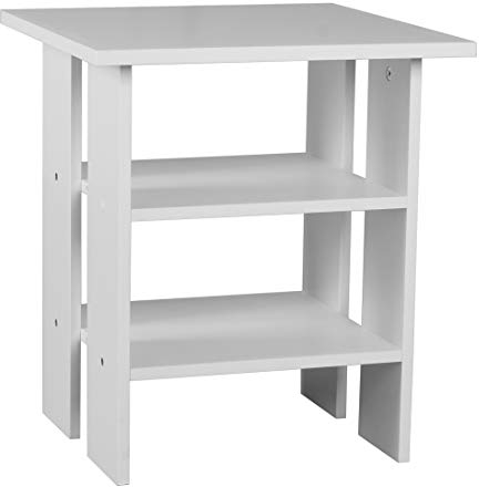 URBNLIVING 2 Tier Wooden Modern Side End Table (White)