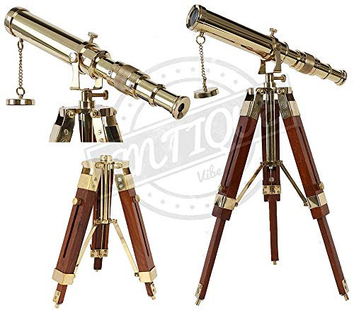 Vintage Brass Telescope on Tripod Stand Antique Desktop Telescopes Home Decor Table Nautical Spyglass Navy Outdoor Adventure, Collectible Decoration Gifts