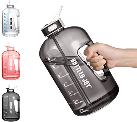 Acxilexy Wasserflasche mit Strohhalm, 2,5 Liter BPA-Frei Auslaufsichere Kunststoff Sportflasche, Wasserflasche mit Zeitmarkierungen, Trinkflasche für Fitness, Büro, Outdoor, Zuhause