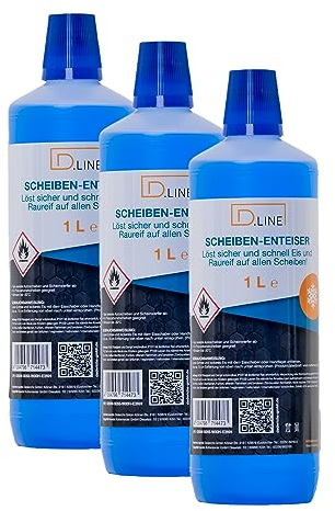 dederichs GmbH D.LINE Scheibenenteiser Nachfüllflasche 3 Liter, sekundenschnelles enteisen von Scheiben einfach ohne kratzen,klare Sache & klare Sicht,3-teiliges Set