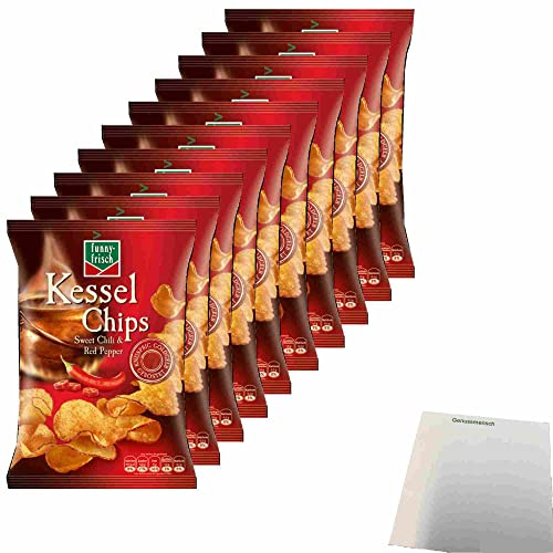 Funny-Frisch Kessel Chips Sweet Chili & Red Pepper 10er Pack (10x120g Beutel) + usy Block
