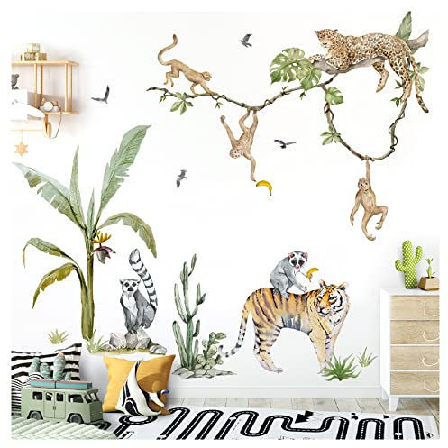 Grandora XXL Wandsticker Set Safari Baum Tiere Wandtattoo für Kinderzimmer DL768-4