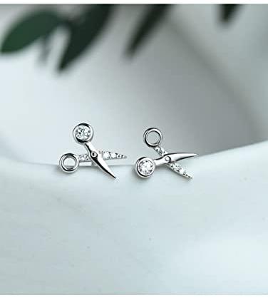 DZLA Ohrstecker Silber 925,Damen Ohrringe,Klassisch Mode Funkelnde Schere Zirkon 925 Sterling Ohrringe Eleganter Schmuck Geschenke Für Ihre Damen Mädchen