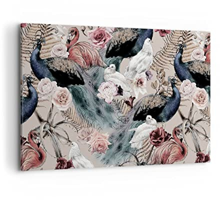 ARTTOR Bilder auf Leinwand 120x80cm Wandbild Blumen Tiere - 4890