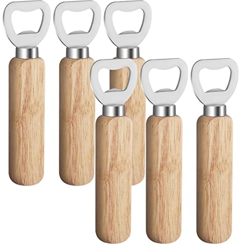 Abrebotellas, 6 Piezas Abrebotellas Personalizado Madera Abridores de Botellas con Mango de Madera Abridor de Cerveza para Regalo Personalizado Hombre