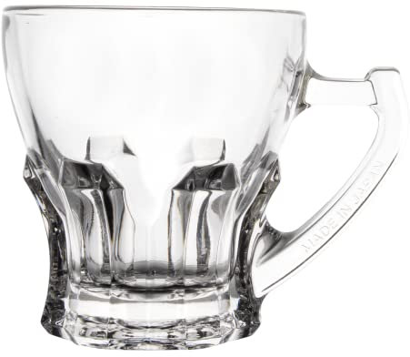 Rammento 6-Pack 180ml Small Clear Crystal Glass Tea Cups | Dishwasher Safe Turkish Tea Glasses for Hot Drinks | Coffee/Tea Mugs Set for Guests and Housewarming Gift | Irish Coffee Glasses Set for 6