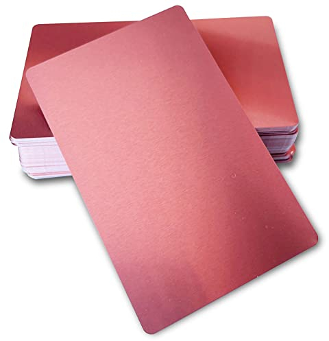 Ebamaz Lot de 50 cartes de visite vierges en aluminium de 0,45 mm d'épaisseur, 8,6 x 6,3 cm, pour gravure laser (or rose, vierges)