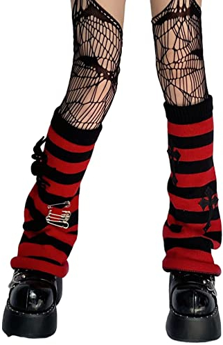 FeMereina Women Knitted Leg Warmers 80s 90s Harajuku Kawaii High Heels Boots Warm Stockings for Teen Girls Fuzzy Leg Cover Partywear Clubwear (z6, One Size)