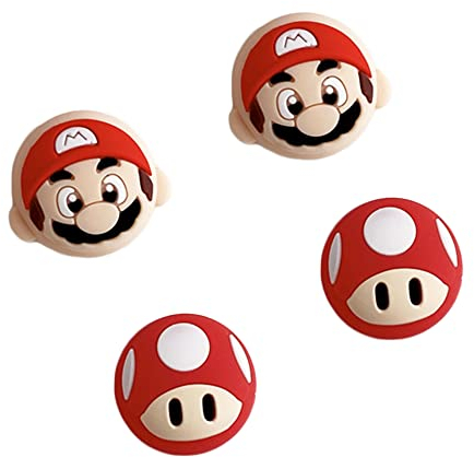 Viwind Thumb Grip Caps Compatible con Nintendo Switch/OLED/Switch Lite,Silicona Suave Joy-con Joystick Grip Cute 3D Analog Stick Cover(Mario)