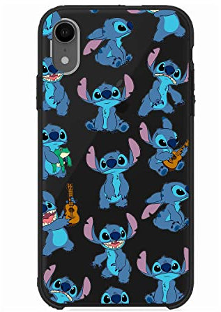 Case for iPhone XR Official Lilo & Stitch Pattern Silicone Black to Protect Your Phone. Choose the Type of Case You Like with Official Disney License