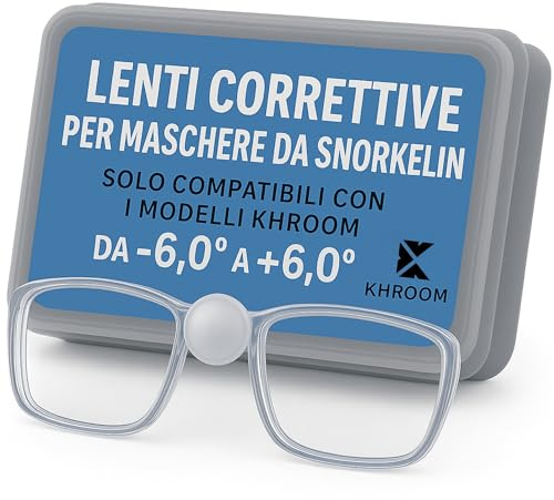 Khroom Sehhilfe für Schnorchelmasken bis 8 Dpt | Optische Linsen | Für Kurz- & Weitsichtige | Speziell für Khroom Schnorchelmasken | Montage per Saugnapf | Pro Auge wählbar
