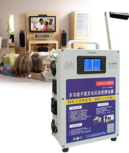 XDLYWUZIQ 500W Kurbelgenerator Handkurbel-Generator-USB-Aufladung Tragbarer, Maximaler Ausgangsstrom der Stromerzeugung 4,5 A, Notüberlebens-Energiebank im Freien