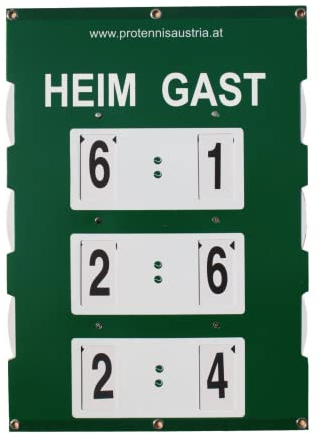 ProTennisAustria Tennis Spielstandsanzeiger - 90x60cm / 82x58cm / 60x40cm - Tennis Scoreboard Grün - Zähltafel/Anzeigetafel für den Tennisplatz - Tennis Zähler (82 x 58 cm)