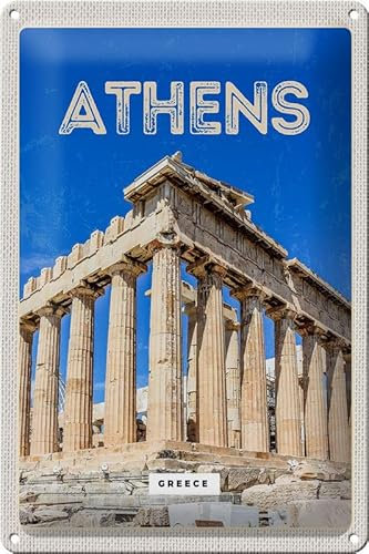 Blechschild 20x30cm gewölbt Athen Greece Akropolis Deko Geschenk Schild