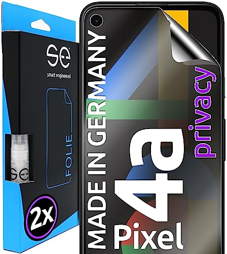 2x se® 3D SCHUTZFOLIE Privacy für Google Pixel 4a,Blickschutz, 100% Fingerabdruck & FaceID kompatibel, einfache blasenfreie Installation, Ultra-Klar, Stoß-Kratzfest, aus Deutschland