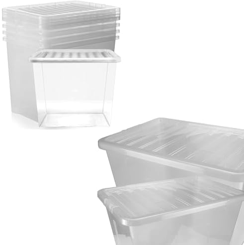 STAR SUPPLIES Pack Of 4 Large Heavy Duty 80 Litre Strong Stackable Clear Storage Containers With Lids