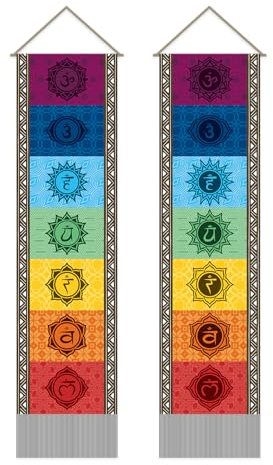 AHANDMAKER Packung Mit 2 Yoga-Wandteppichen, Farbiger Yoga-Wandteppich, Bunter Yoga-Chakra-Quasten-Wandteppich, Wandbehang Für Raumkunst, Heimdekoration, 13 x 51 Zoll