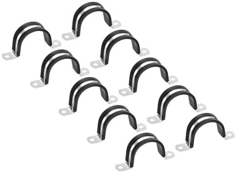 PATIKIL 1.57 inch/40mm Rigid Pipe Strap Clamp, 12 Pcs 304 Stainless Steel Two Hole U-Shape Tube Clip Pipe Fasten Holder for Pipe Fixing