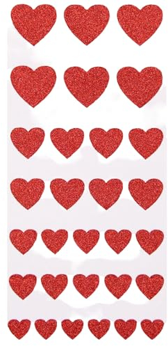 Trucraft Glitzernde Herz-Aufkleber, Rot, 12 mm bis 25 mm, Bogen mit 30 Stück, für Karten, Hochzeitsbriefpapier, Geschenkboxen und Bastelprojekte