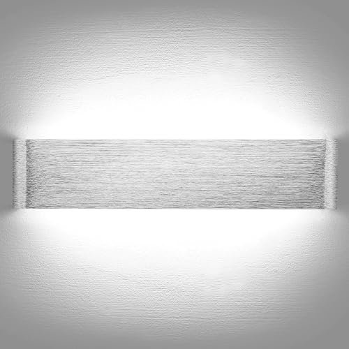 Lightsjoy 18W 40CM Wandleuchte Innen LED Wandlampe Silber Up and Down Moderne Wandbeleuchtung Wandlicht Belechtung Flurlampe Flur für Schlafzimmer Korridor Wohnzimmer Treppe usw Kaltweiss