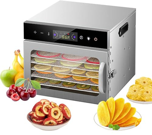 Carziyer DéShydrateur Alimentaire 6/8 Plateaux, 1000W DéShydrateur Alimentaire, DéShydrateur Pour LéGume Fruit Viande, Avec Minuterie 24h, TempéRature RéGlable 35-95 °C, éCran LCD (6 Plateaux)