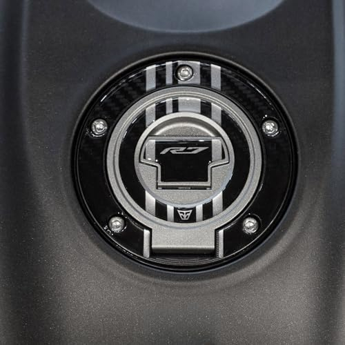 Resin Bike Aufkleber Motorrad Kompatibel Mit Yamaha YZF R7 2021-2024 Black. Schutz Motorrad Tankdeckelschutz vor Stößen und Kratzern. Aufklebersatz 3D-Harzklebstoff - Stickers Made in Italy