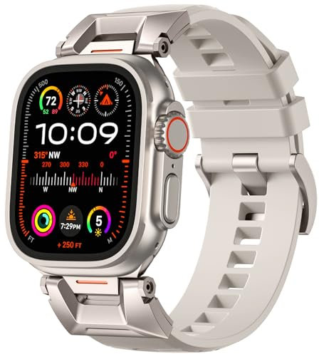 Bandletic Compatible con Correa Apple Watch 49mm 46mm 44mm 45mm 42mm para Hombre, Correa Robusta con Conector de Acero Inoxidable para Apple Watch Ultra 2/Ultra/iWatch Series 10 9 8 7 6 5 4 3 2 1 SE