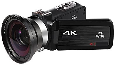 Video Camera Camcorder Full 4K Digital Camcorder 48MP Digital Video Camera For Streaming 18X Wide Angle Vlog Camera Time Lapse Loop Recording(NO SD Card,With Lens)