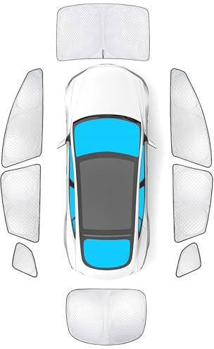 KMF 8pcs Full Window Sun Shade Custom Fit for Tesla Model S 2021-2024 Accessories, Privacy Car Window Covers Sunshade for Windshield Side Rear, UV Block and Blackout for Car Camping/Baby