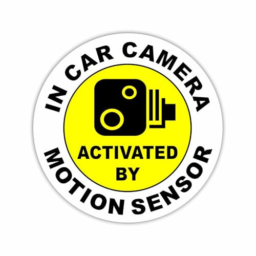 1 x C36 Sticker in Car Camera Recording Activated by Motion Sensor Window CCTV Security Signs Round Warning Dash Cam Taxi Notice 100mm (Externally to Smooth Surfaces)