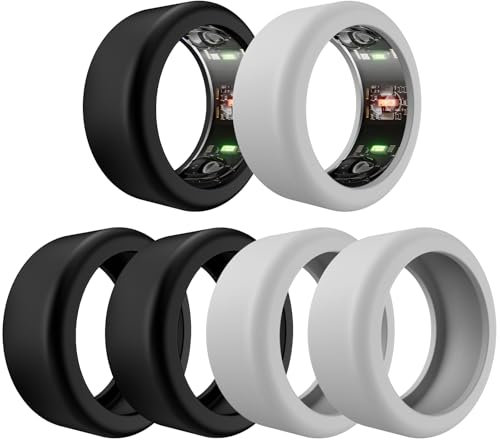 TiMOVO Silikon Ring Case Kompatibel Mit Oura Gen 3, 4, Samsung Galaxy Ring, Ultrahuman AIR, RingConn - Universal 6-14 Größe Ringe, Schwarz/Grau