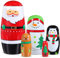 Gejoy Christmas Nesting Dolls Russian Matryoshka Dolls Wooden Handmade Nutcracker Nesting Dolls Wooden Collectible Dolls Gifts Toy Set for Adults Kids Home Decor(Christmas Color,Santa Claus Series)