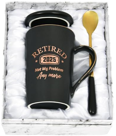 Joymaking Coffee Mug 2025 Retirement Gift for Men Funny Retired Gifts for Dad - Not My Problem Any More - Retirement Gifts for Office Coworkers, Boss, Husband, Dad, Brother, Friends, 14oz Black