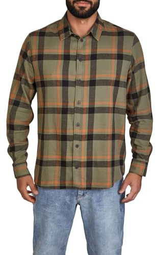 DENIMFY Flanellhemd Herren Langarm Kariert Regular Fit DFDean Hemd | Holzfällerhemd Karohemd 100% Baumwolle Schwarz Grün Blau S M L XL XXL 3XL 4XL 5XL